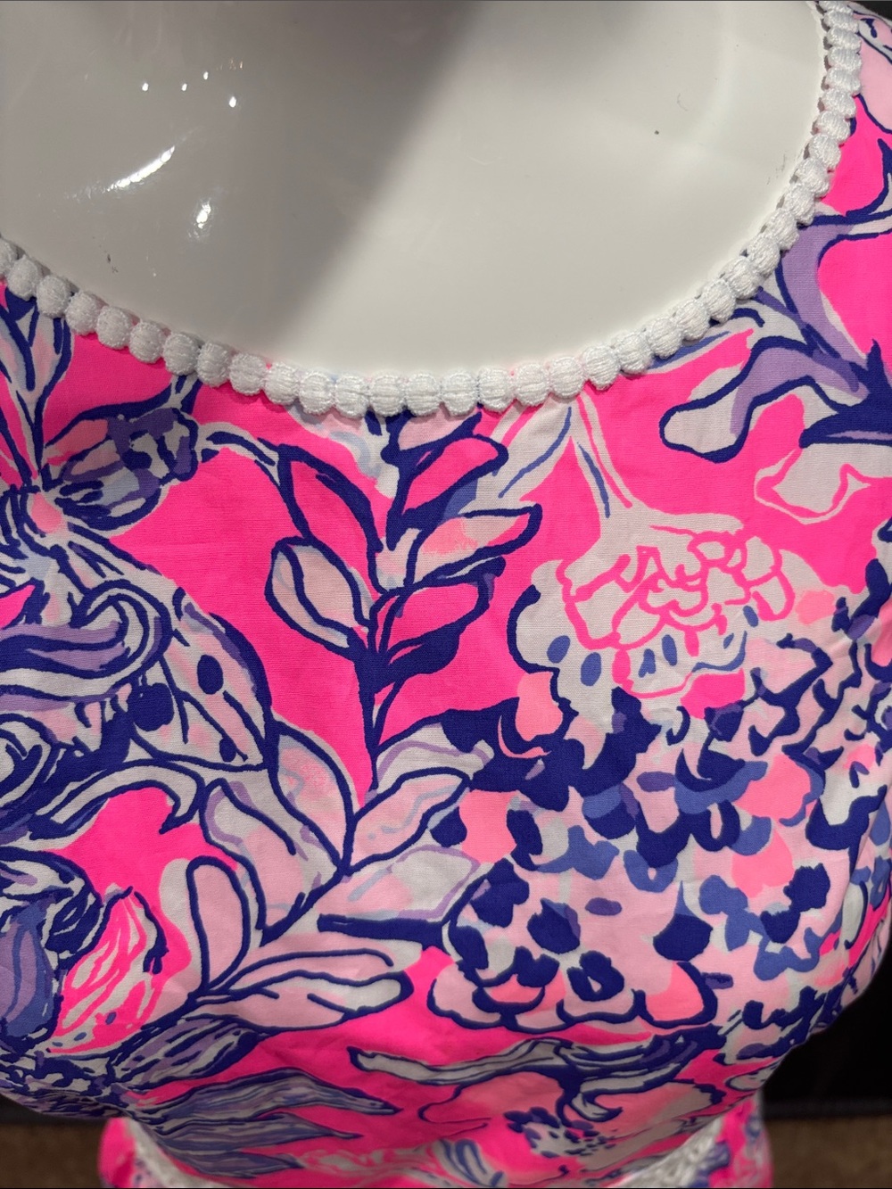 Lilly Pulitzer Alivia Floral Eyelet Dress in Pink Tropics Print 10 /12 - Picture 9 of 13